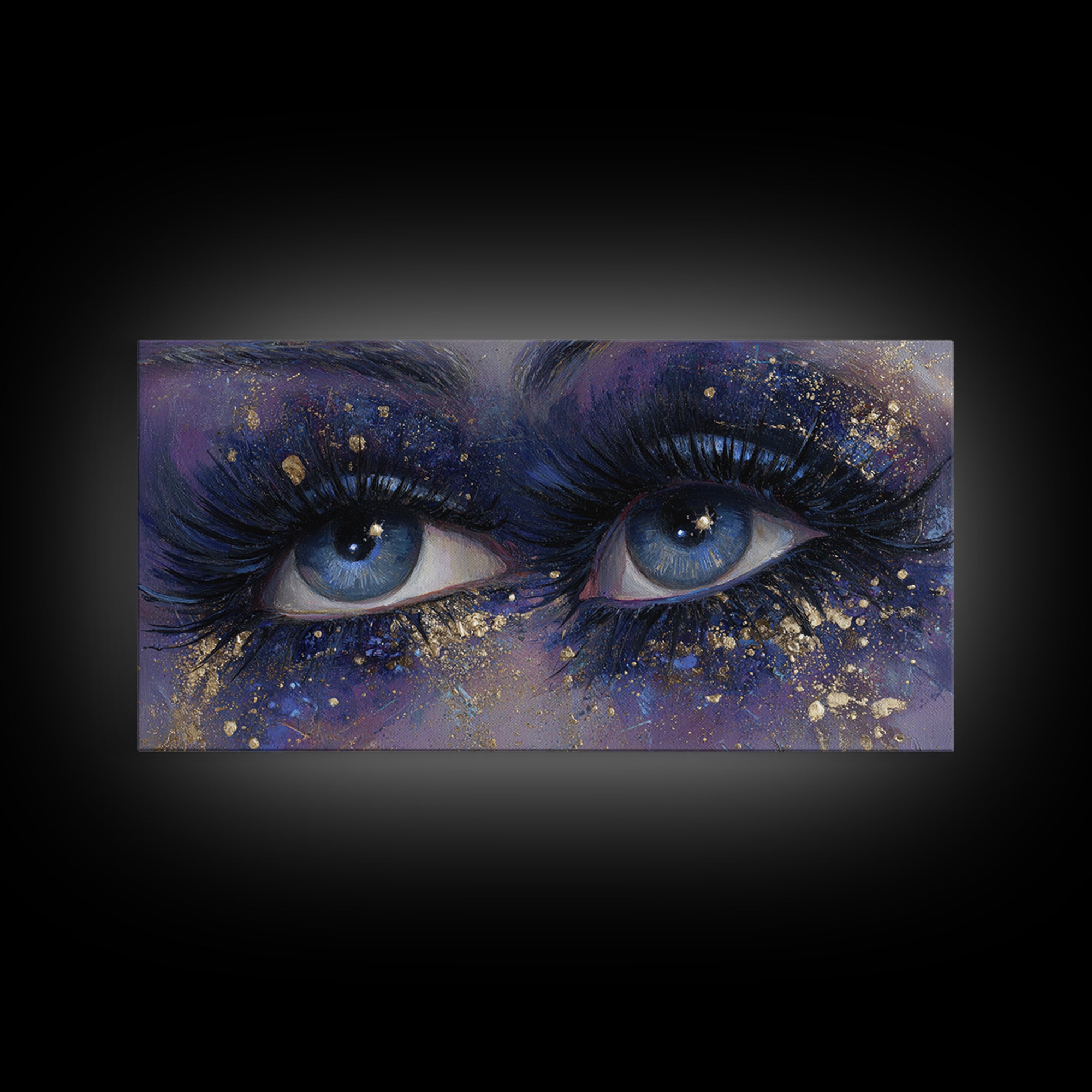 Mystic Eye with Planets Orbiting Through Lashes Canvas Print, Astrology Art, Wall Art, Living Room Decor, Oil Painting, Zodiac, AST-2x1-32