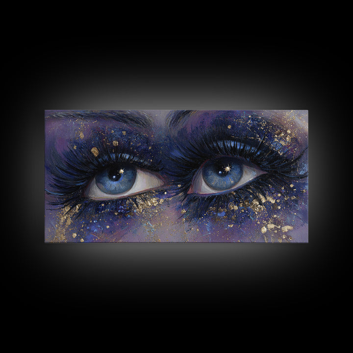Mystic Eye with Planets Orbiting Through Lashes Canvas Print, Astrology Art, Wall Art, Living Room Decor, Oil Painting, Zodiac, AST-2x1-32