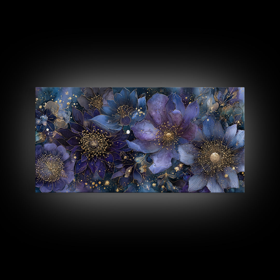 Dreamlike Night Garden Canvas Print, Astrology Art, Home Decor, Living Room Decor, Fine Art, Zodiac, Celestial Decor, AST-2x1-66