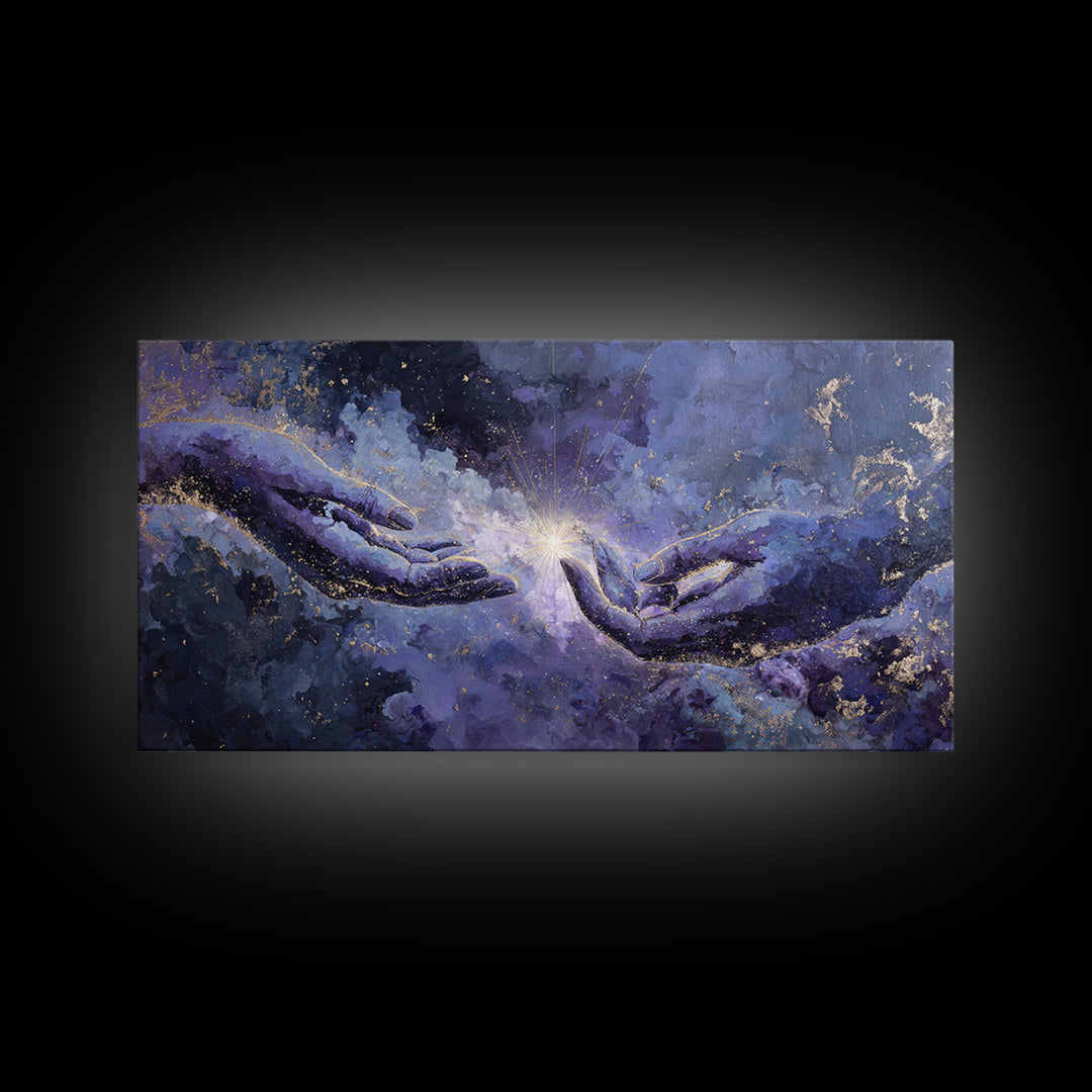 Tarot Cosmic Hand Holding a Glowing Star Canvas Print, Astrology Art, Astrology, Living Room Decor, Watercolor Art, Zodiac, AST-2x1-98