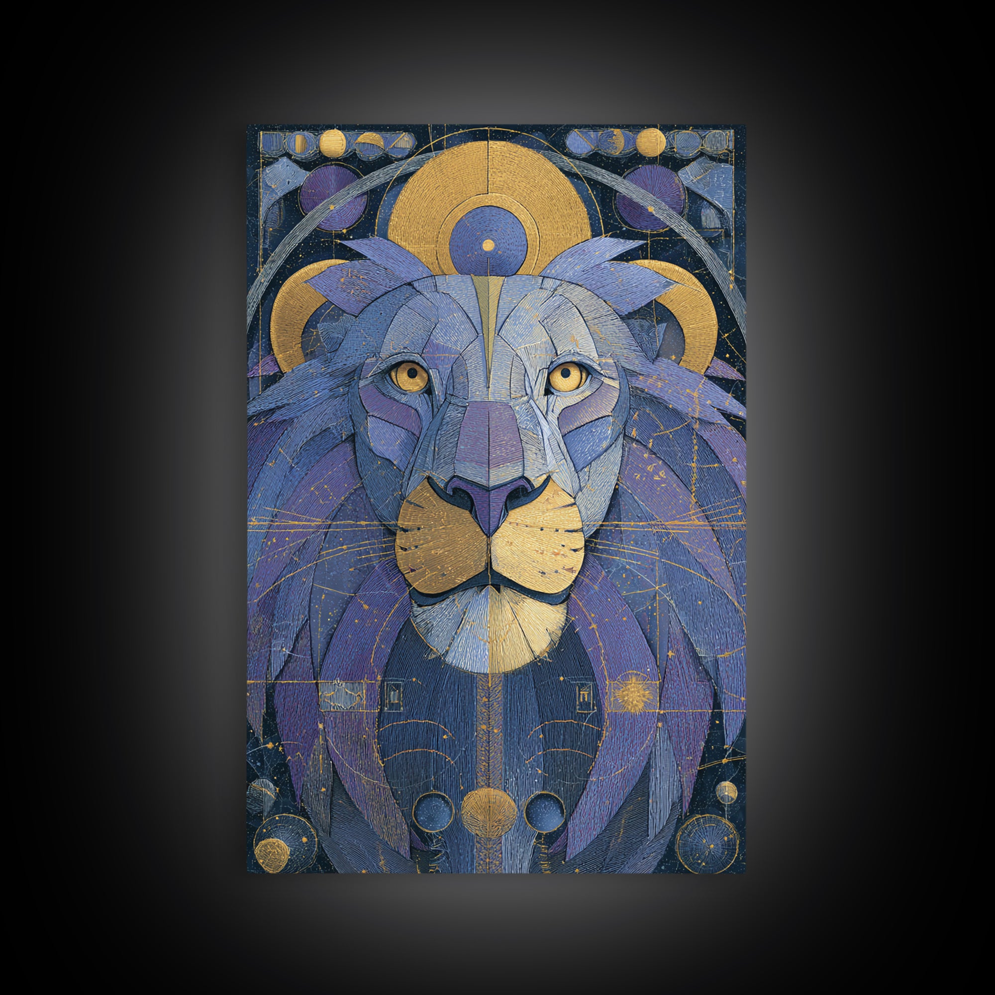Celestial Lion Portrait Formed from Star Patterns Canvas Print, Astrology Art, Contemporary Art, Living Room Decor, Zodiac, AST-2x3-10