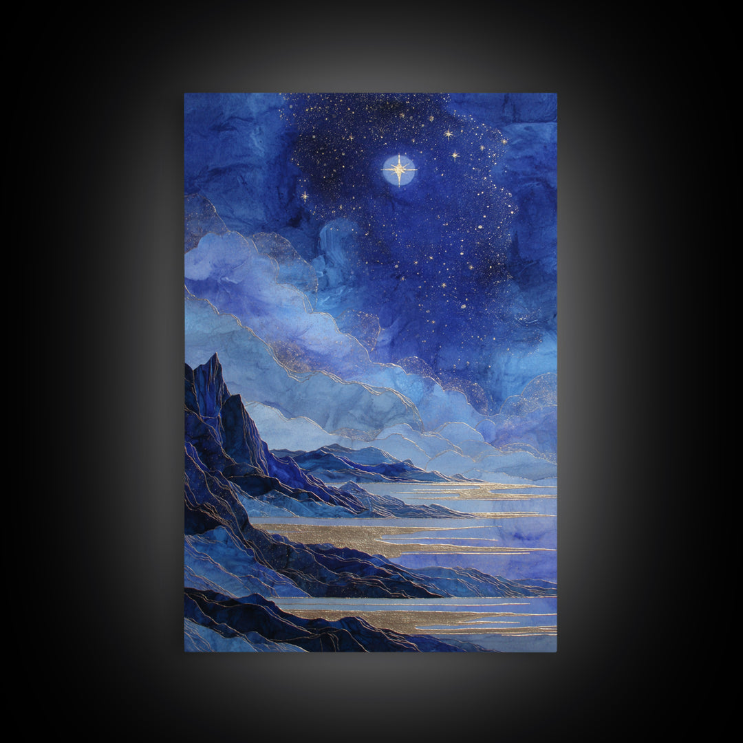 Ram Constellation Above Desert Cliffs at Night Canvas Print, Astrology Art, Gallery Decor, Living Room Decor, Fine Art, Zodiac, AST-2x3-16