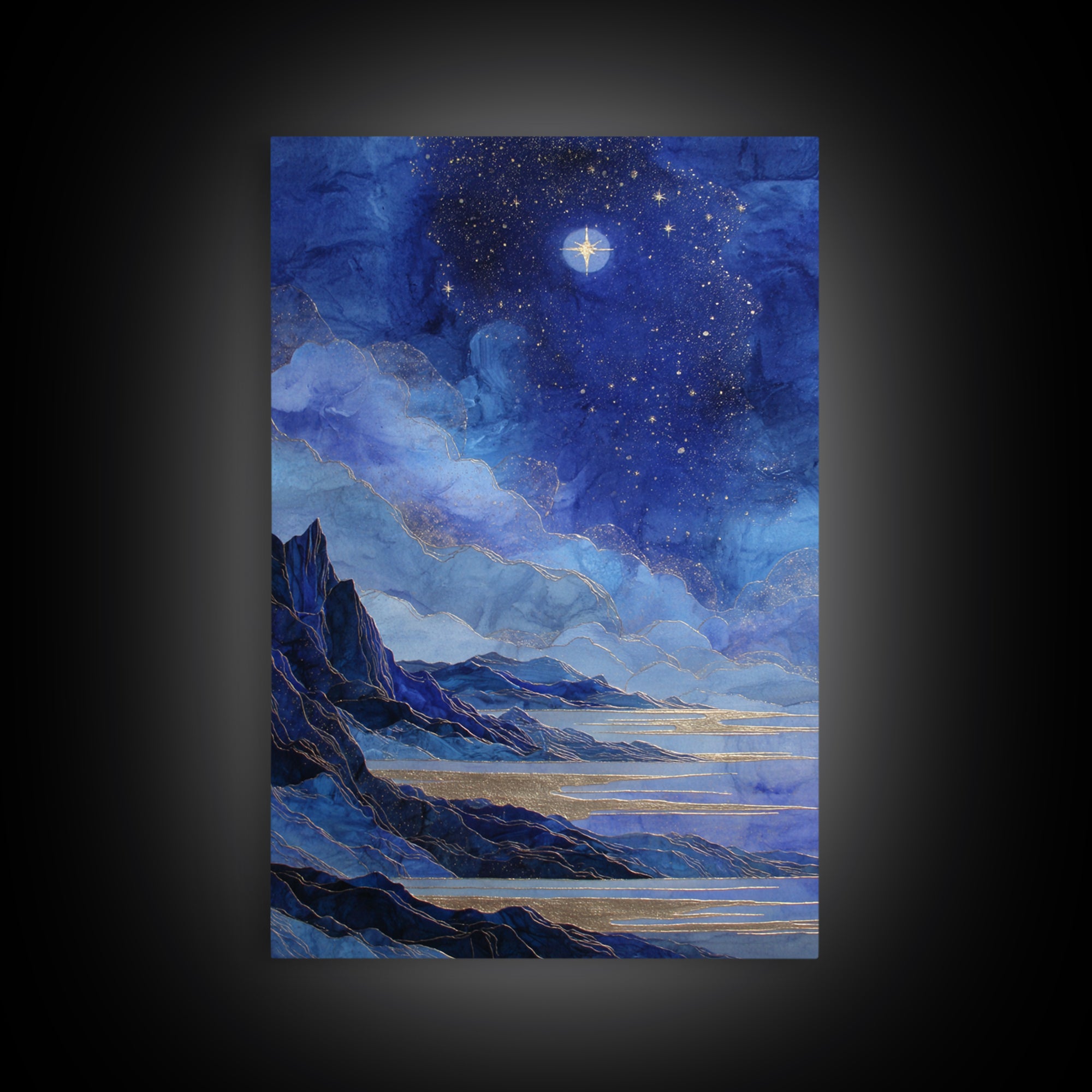 Ram Constellation Above Desert Cliffs at Night Canvas Print, Astrology Art, Gallery Decor, Living Room Decor, Fine Art, Zodiac, AST-2x3-16