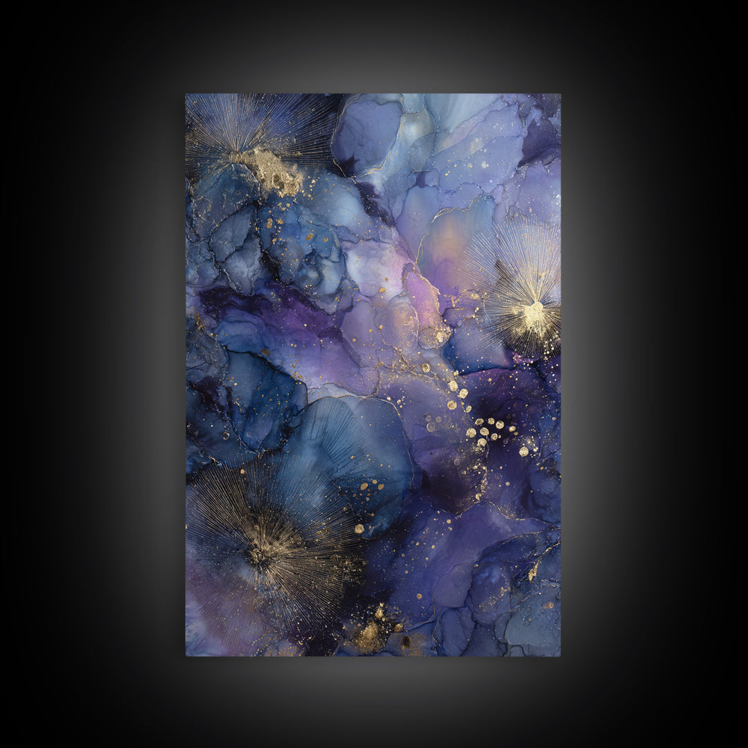 Dreamlike Night Garden Canvas Print, Astrology Art, Living Room Decor, Watercolor Art, Zodiac, Dtf Print, Celestial Wall Art, AST-2x3-54