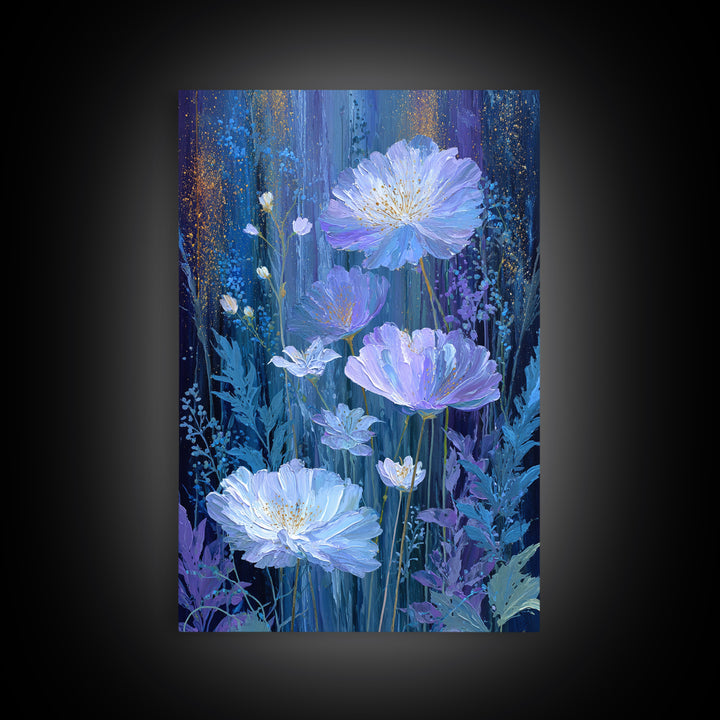Dreamlike Night Garden Framed Canvas Print, Astrology Art, Minimalist Decor, Living Room Decor, Oil Painting, Zodiac, AST-2x3-6