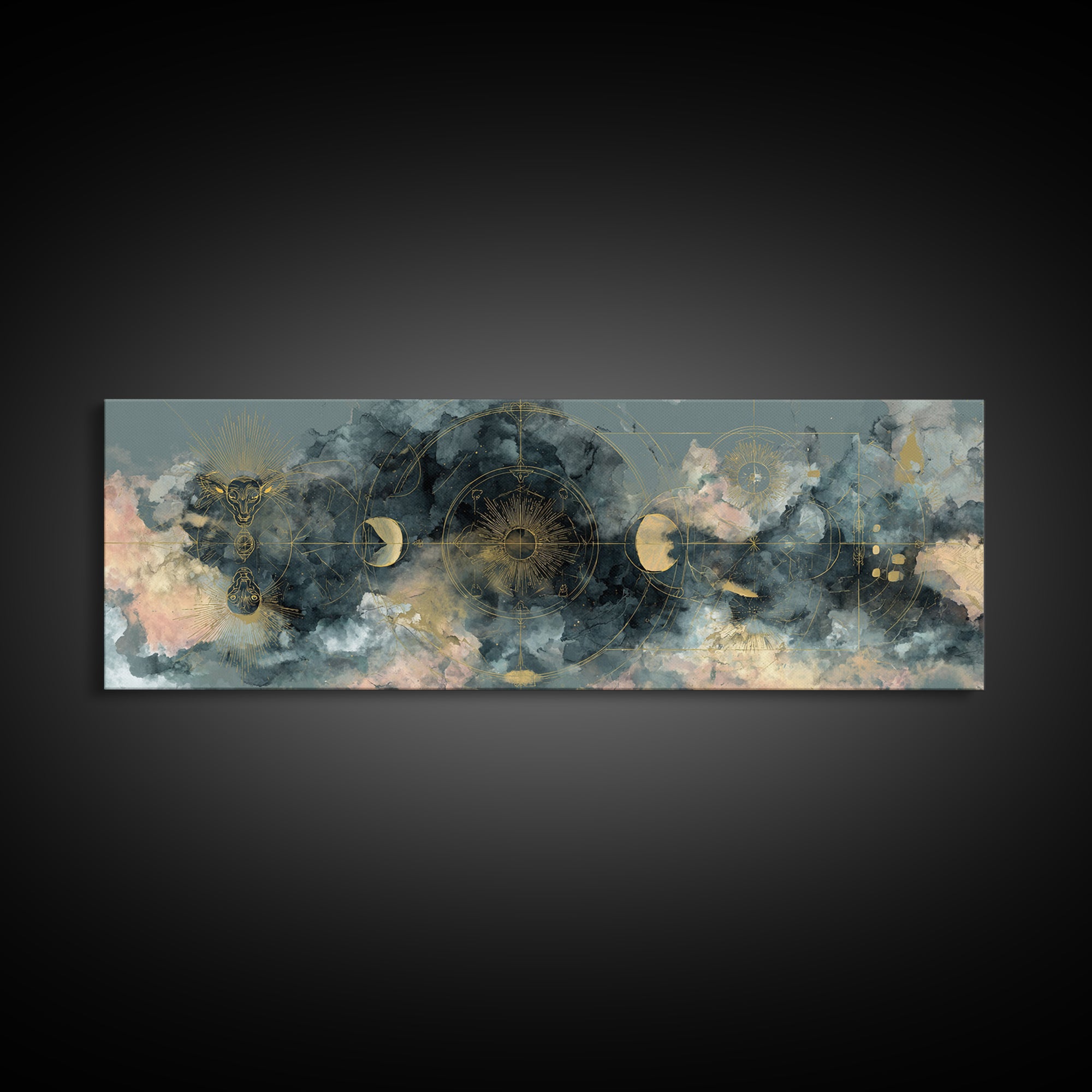 Capricorn Sea Goat Emerging from Cosmic Waves Canvas Print, Astrology Art, Astrology Wall Art, Living Room Decor, AST-3x1-11