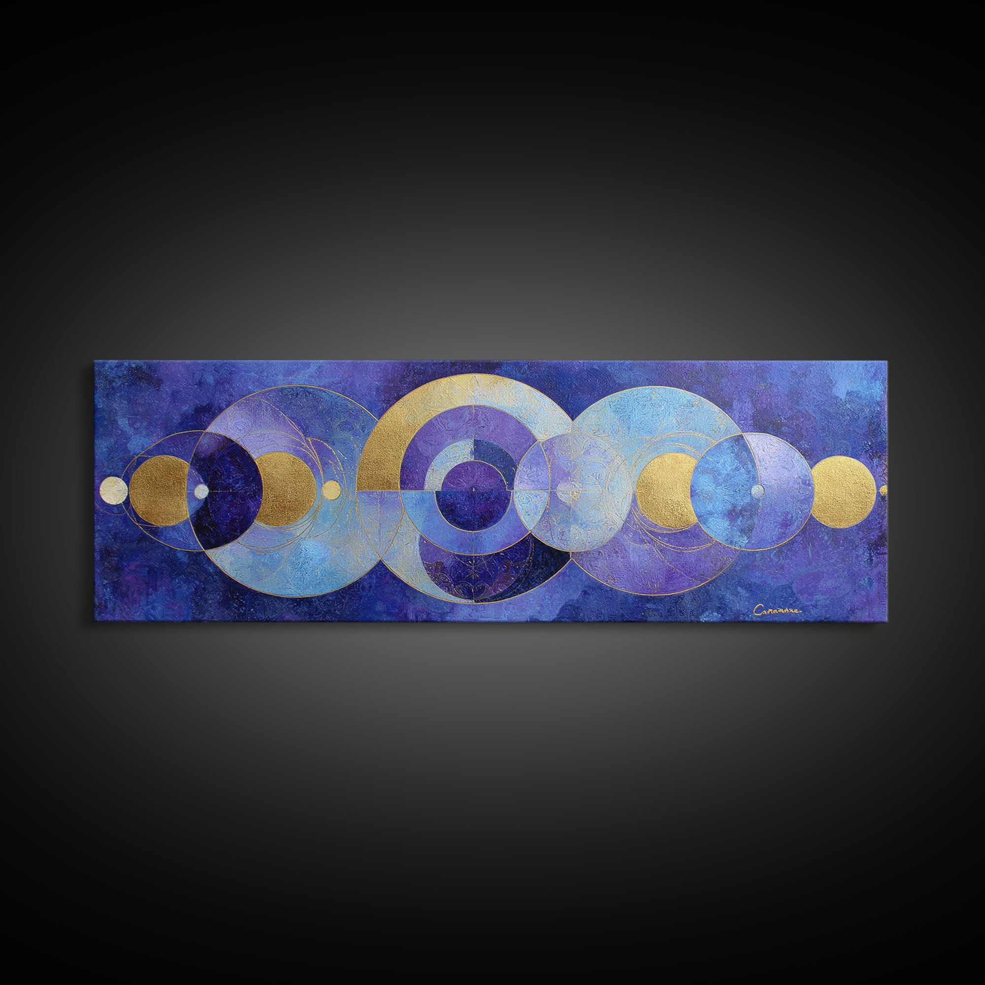 Celestial Twins Surrounded by Mirrored Moons Canvas Print, Astrology Art, Leo Wall Art, Living Room Decor, Abstract Art, Zodiac, AST-3x1-25