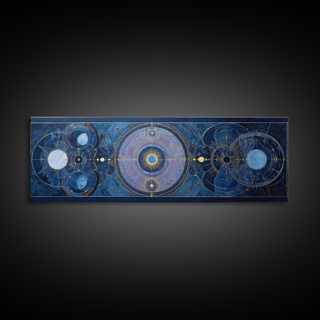 Birth Chart Geometry Framed Canvas Print, Astrology Art, Digital Wall Art, Living Room Decor, Fine Art, Zodiac, Astronomy Art, AST-3x1-47
