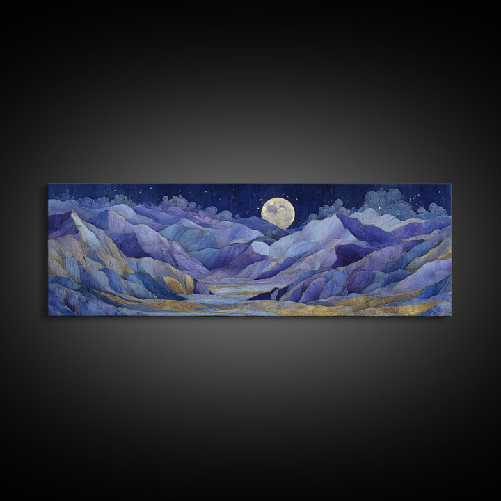 Ram Constellation Above Desert Cliffs at Night Framed Canvas Print, Astrology Art, Poster, Living Room Decor, Fine Art, Zodiac, AST-3x1-72