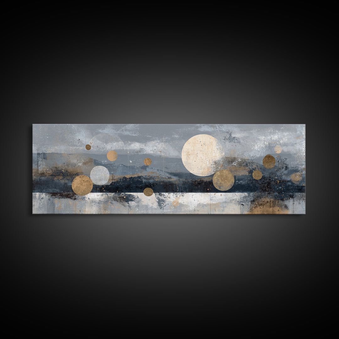 Lunar Phase Composition Framed Canvas Print, Astrology Art, Astronomy Print, Living Room Decor, Fine Art, Zodiac, AST-3x1-77