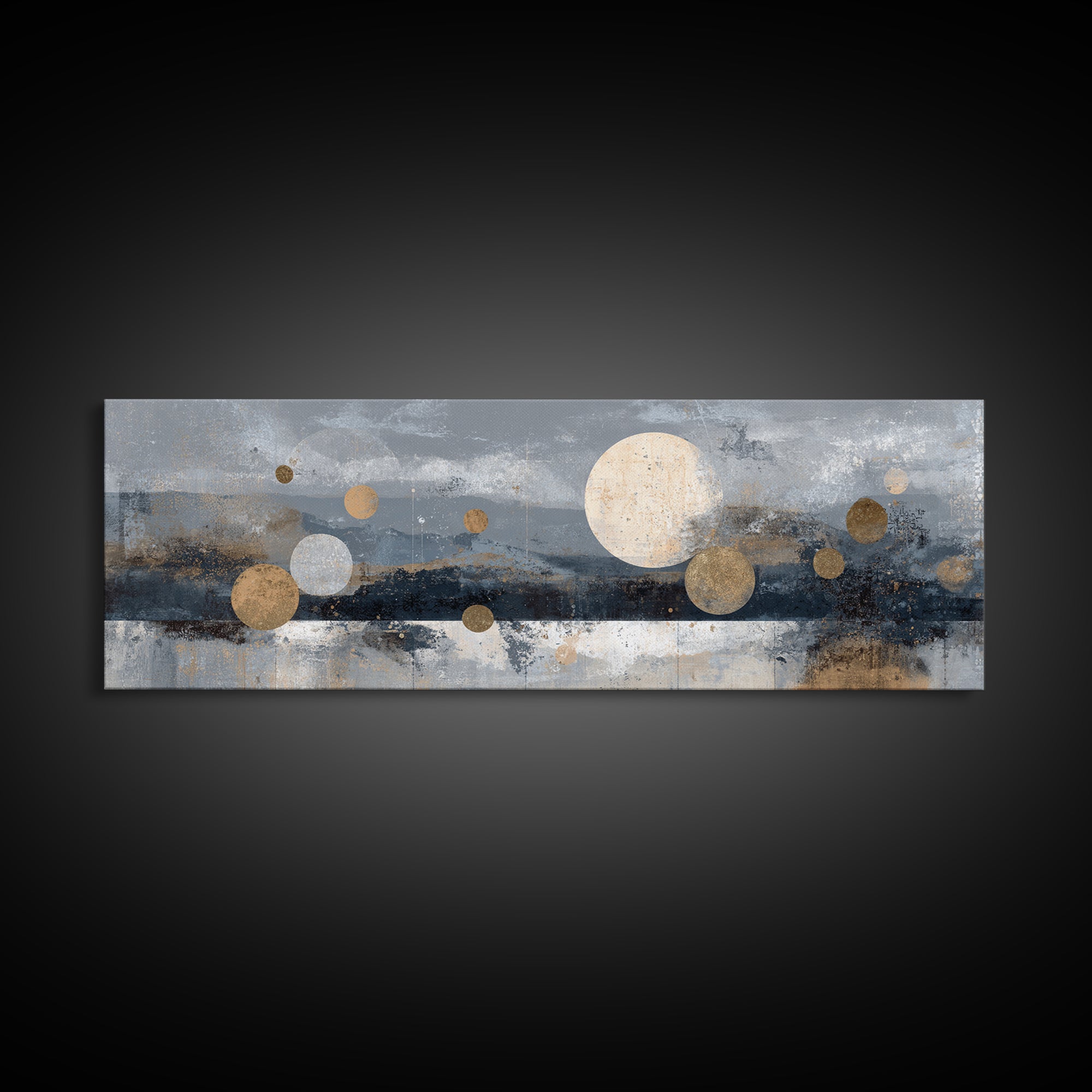 Lunar Phase Composition Framed Canvas Print, Astrology Art, Astronomy Print, Living Room Decor, Fine Art, Zodiac, AST-3x1-77