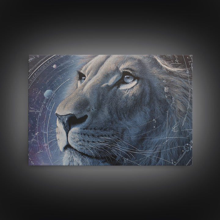 Celestial Lion Portrait Formed from Star Patterns Canvas Print, Astrology Art, Giclee Print, Living Room Decor, Zodiac, AST-3x2-54
