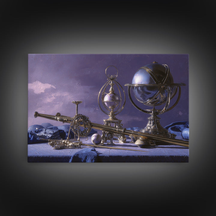 Planetary Still Life Canvas Print, Astrology Art, Contemporary Art, Living Room Decor, Fine Art, Zodiac, Boho Decor, Cat Art, AST-3x2-72