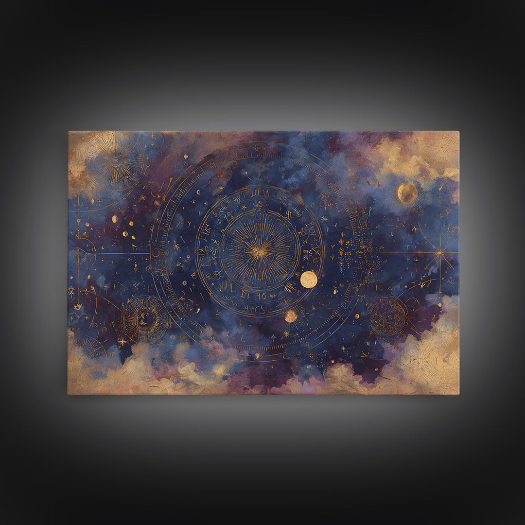 Retro Horoscope Chart Canvas Print, Astrology Art, Wall Decor, Living Room Decor, Fine Art, Zodiac, Home Decor, Poster, AST-3x2-73