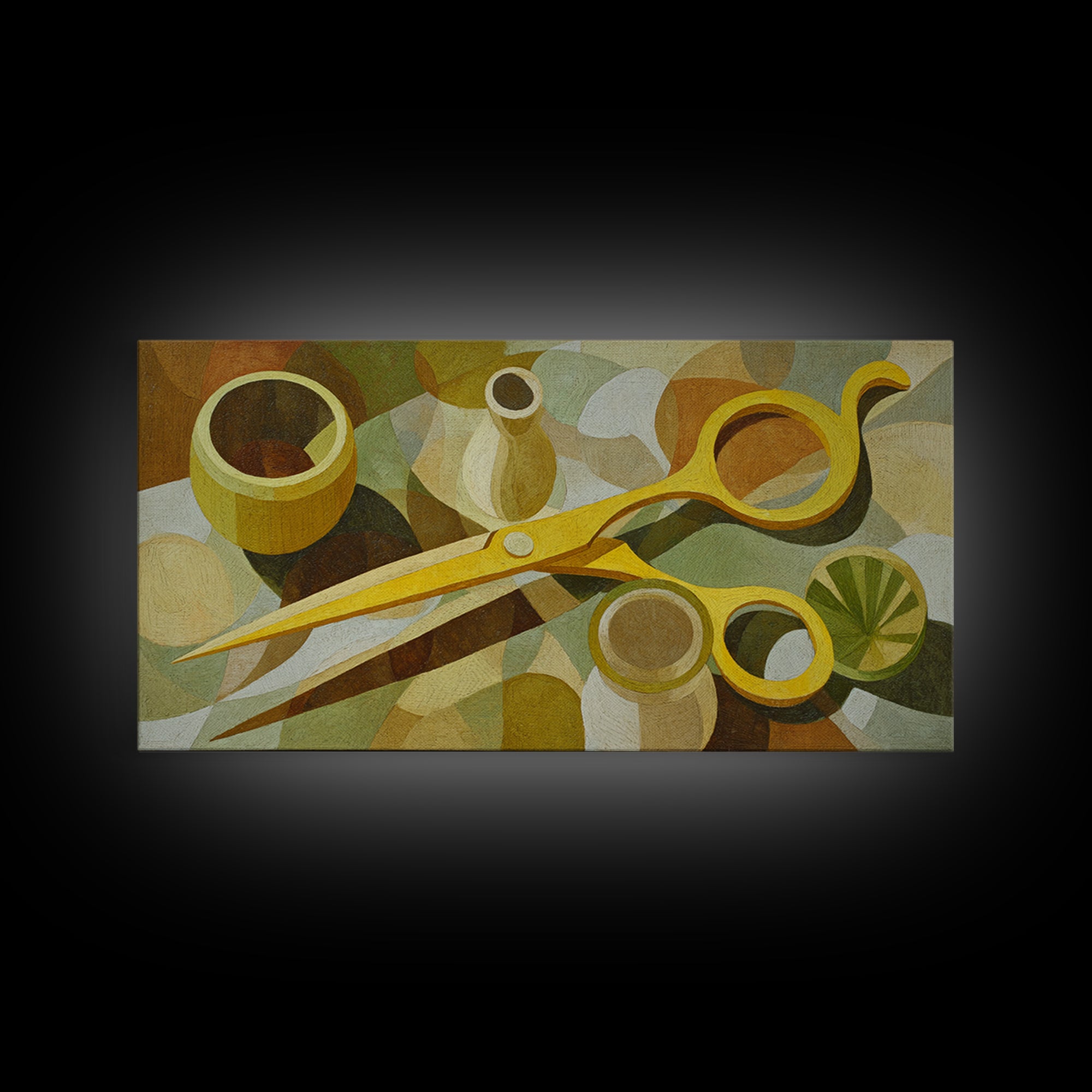 Leather Apron and Brass Tools Still Life Framed Canvas Print, Barbershop Art, Home Decor, Barbershop Decor, Fine Art, Grooming, BAA-2x1-18
