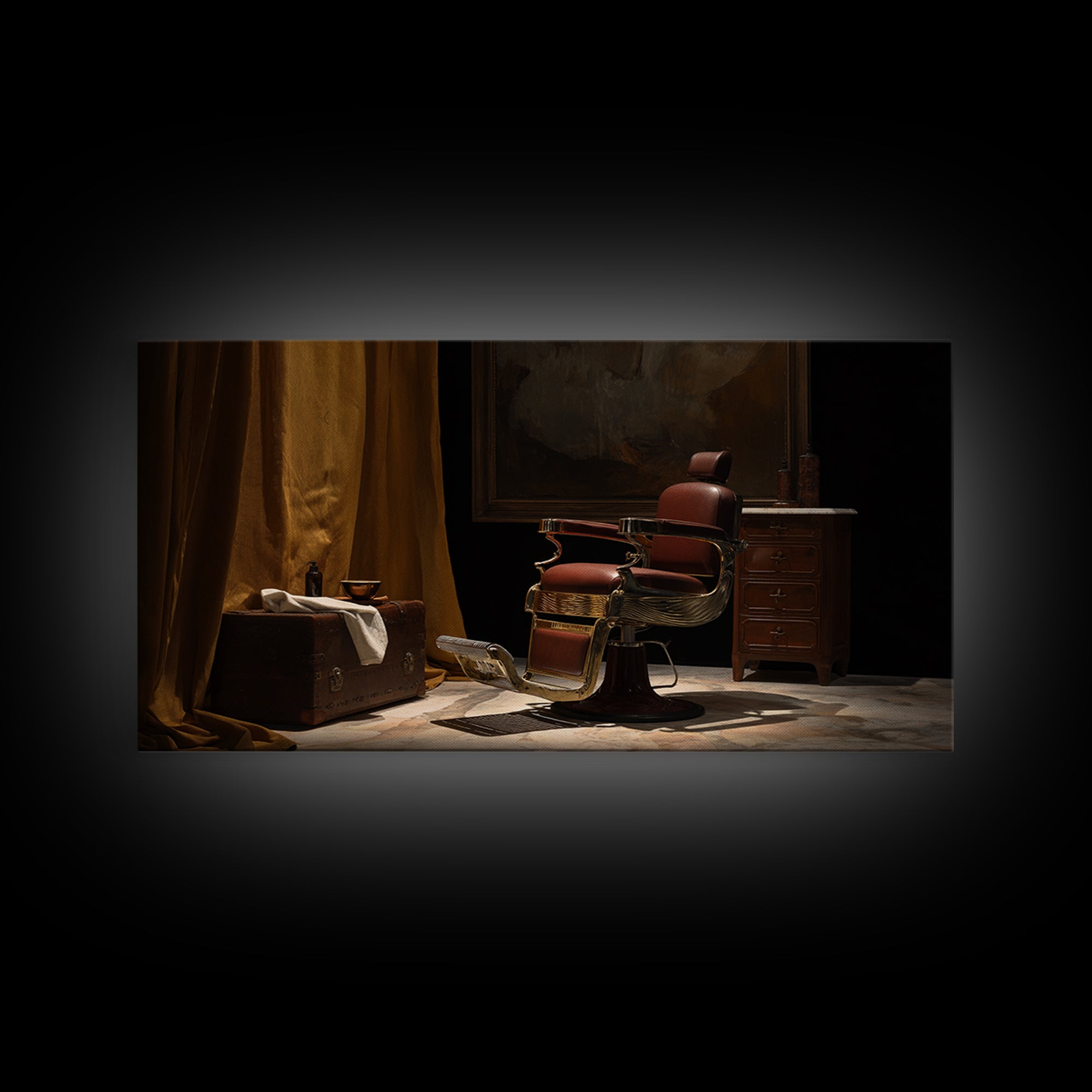 Barber Chair Silhouette Rendered as Iconic Graphic Canvas Print, Barbershop Art, Contemporary Art, Barbershop Decor, Grooming, BAA-2x1-7