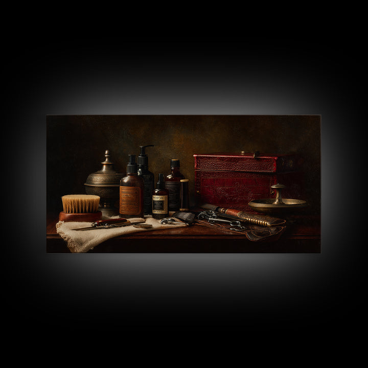 Classic Pompadour Portrait Canvas Print, Barbershop Art, Wall Art, Barbershop Decor, Fine Art, Grooming, Black Wall Art, BAA-2x1-73