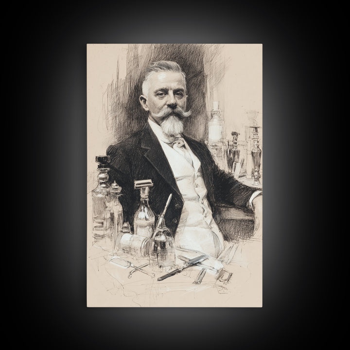 Black and White Portrait of a Sharply Framed Canvas Print, Barbershop Art, Home Decor, Barbershop Decor, Fine Art, Grooming, BAA-2x3-2