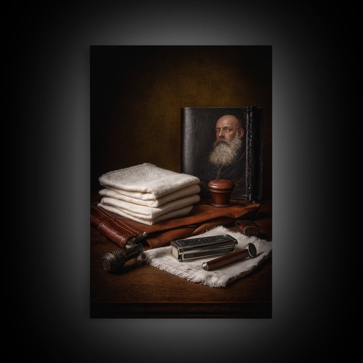 Black and White Portrait of a Sharply Framed Canvas Print, Barbershop Art, Home Decor, Barbershop Decor, Fine Art, Grooming, BAA-2x3-26
