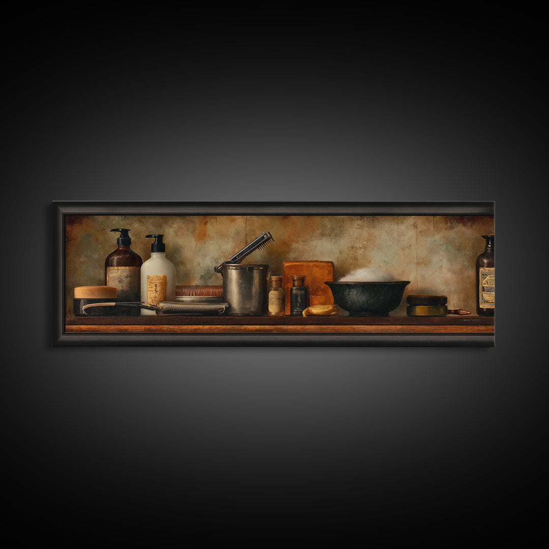 Retro Clipper Advertising Art Framed Canvas Print, Barbershop Art, Minimalist Art, Barbershop Decor, Fine Art, Grooming, BAA-3x1-15