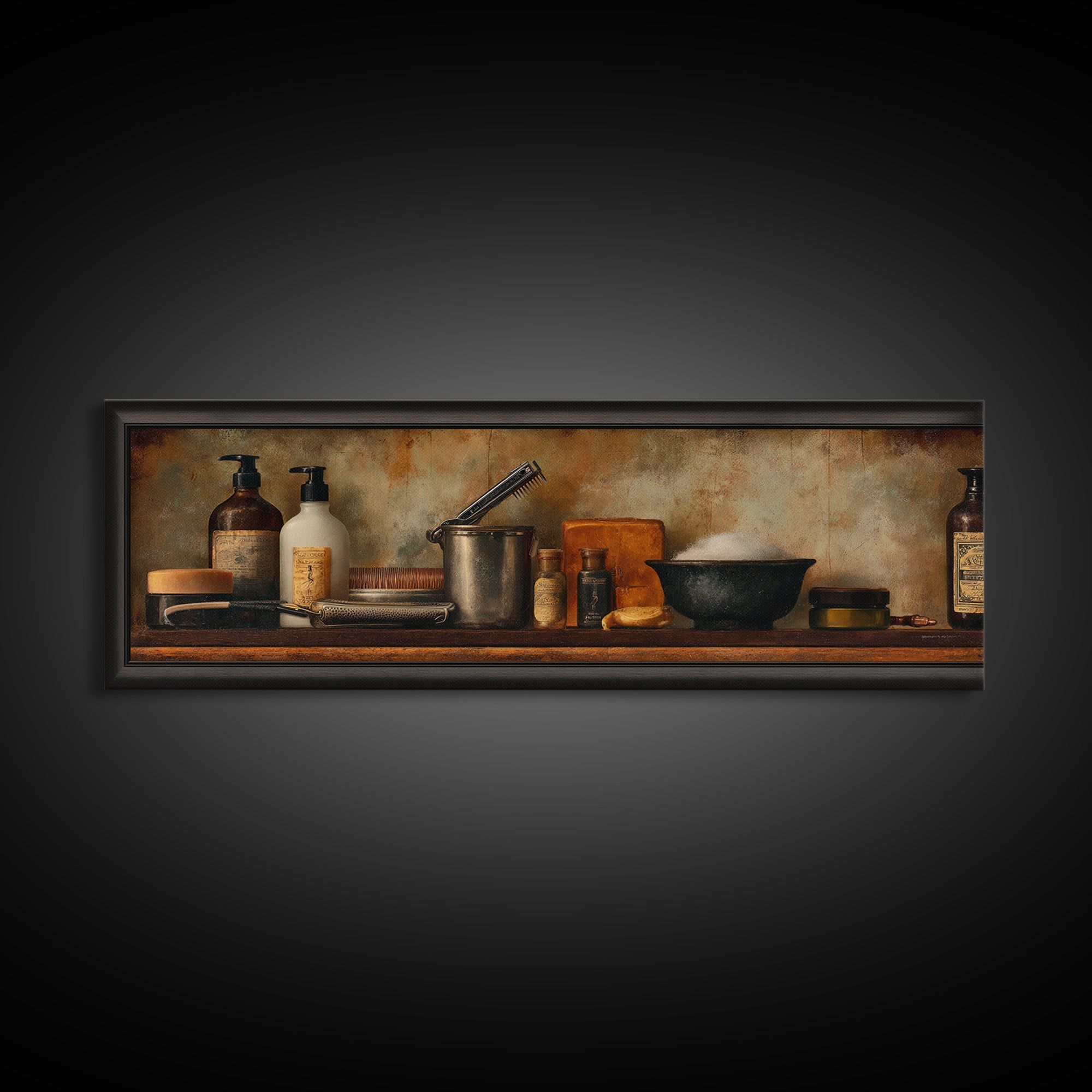 Retro Clipper Advertising Art Framed Canvas Print, Barbershop Art, Minimalist Art, Barbershop Decor, Fine Art, Grooming, BAA-3x1-15