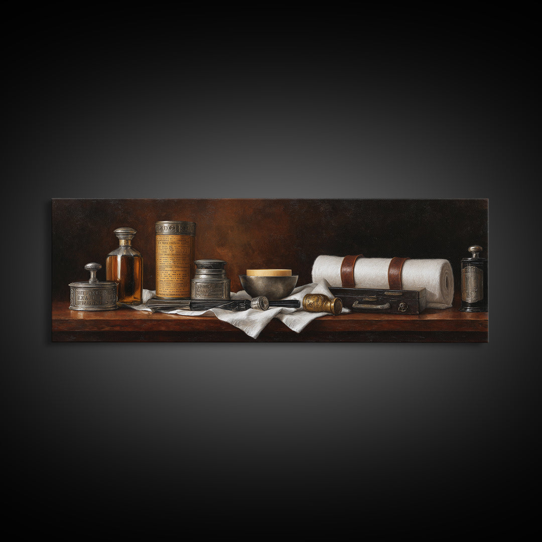 Classic Mustache Chart Illustrated Framed Canvas Print, Barbershop Art, Luxury Decor, Barbershop Decor, Fine Art, Grooming, BAA-3x1-56