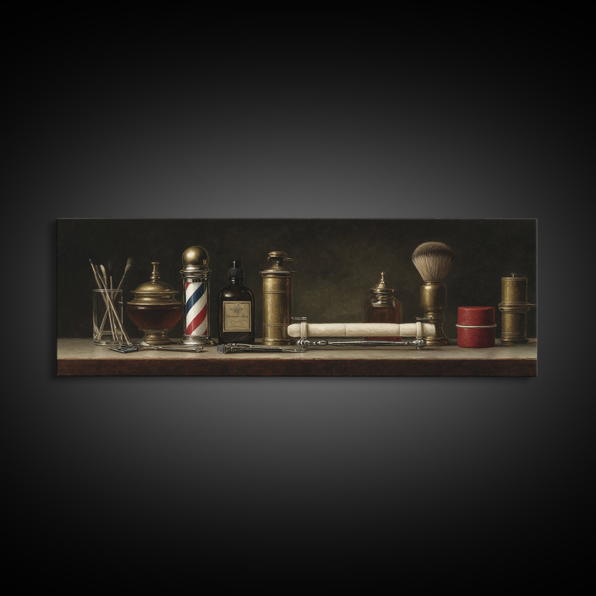 Classic Mustache Chart Illustrated Canvas Print, Barbershop Art, Wall Art, Barbershop Decor, Fine Art, Grooming, Black Wall Art, BAA-3x1-80