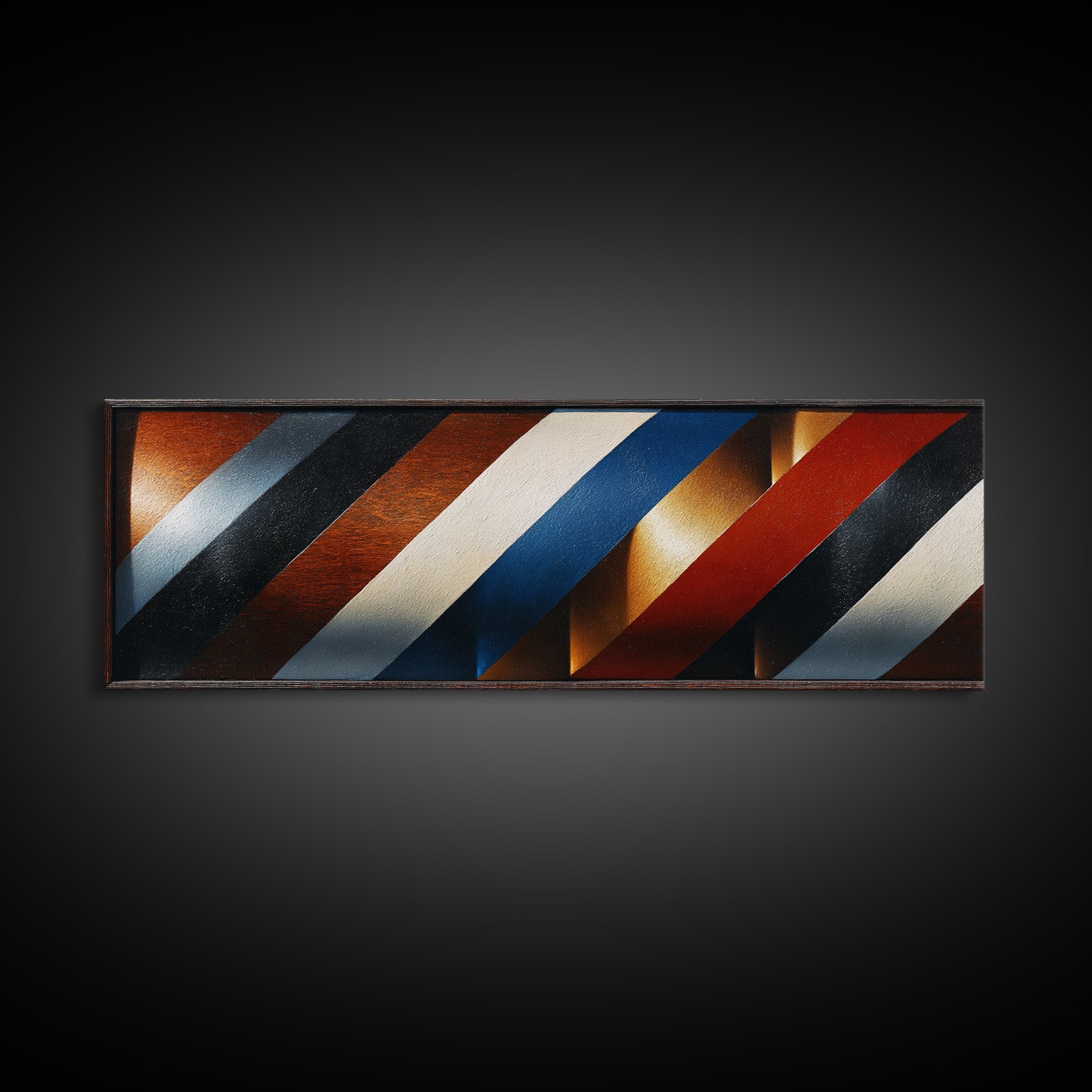 Red White and Blue Stripe Abstraction from Canvas Print, Barbershop Art, African American Art, Barbershop Decor, Grooming, BAA-3x1-81