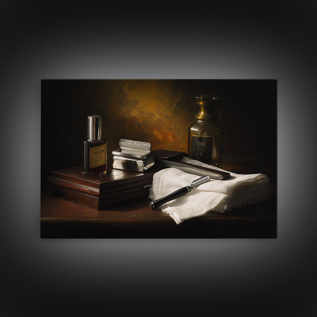 Black and White Portrait of a Sharply Canvas Print, Barbershop Art, Digital Art, Barbershop Decor, Oil Painting, Grooming, BAA-3x2-22