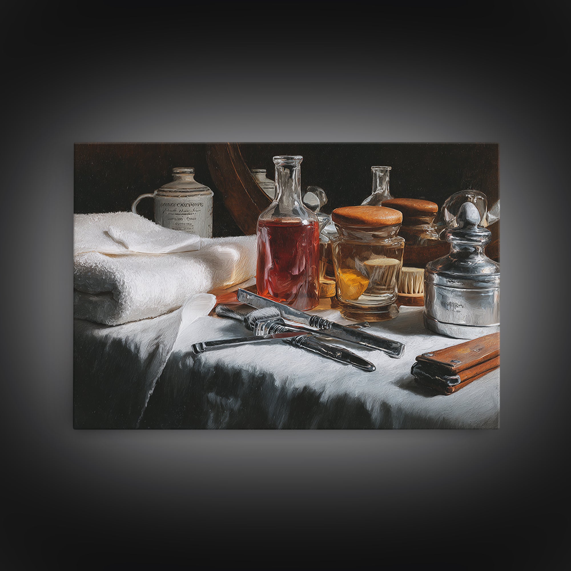 Hot Towel Shave Scene Cropped Close to Canvas Print, Barbershop Art, African American Art, Barbershop Decor, Grooming, BAA-3x2-65