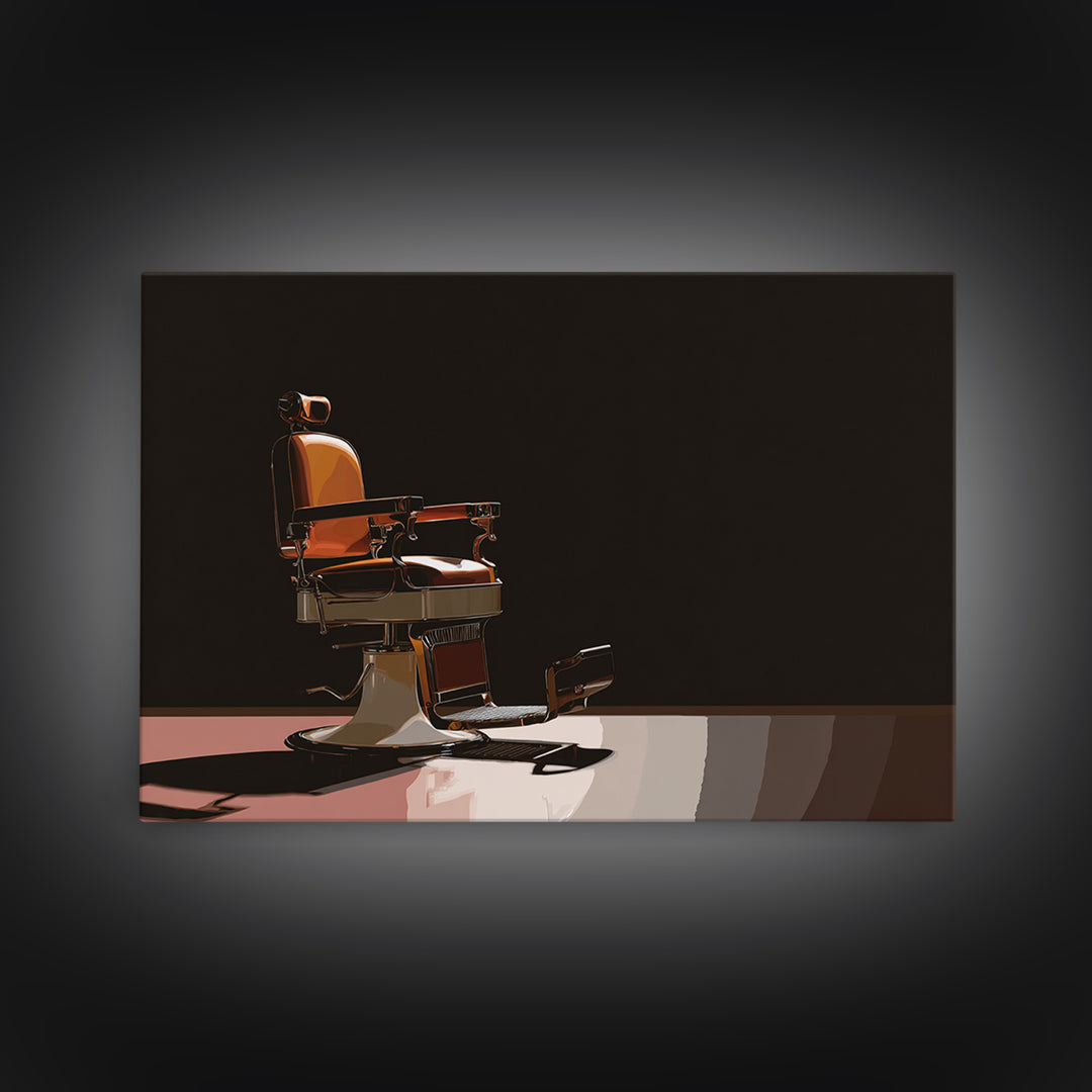 Barber Chair Silhouette Rendered as Iconic Graphic Canvas Print, Barbershop Art, Man Cave Decor, Barbershop Decor, Grooming, BAA-3x2-87