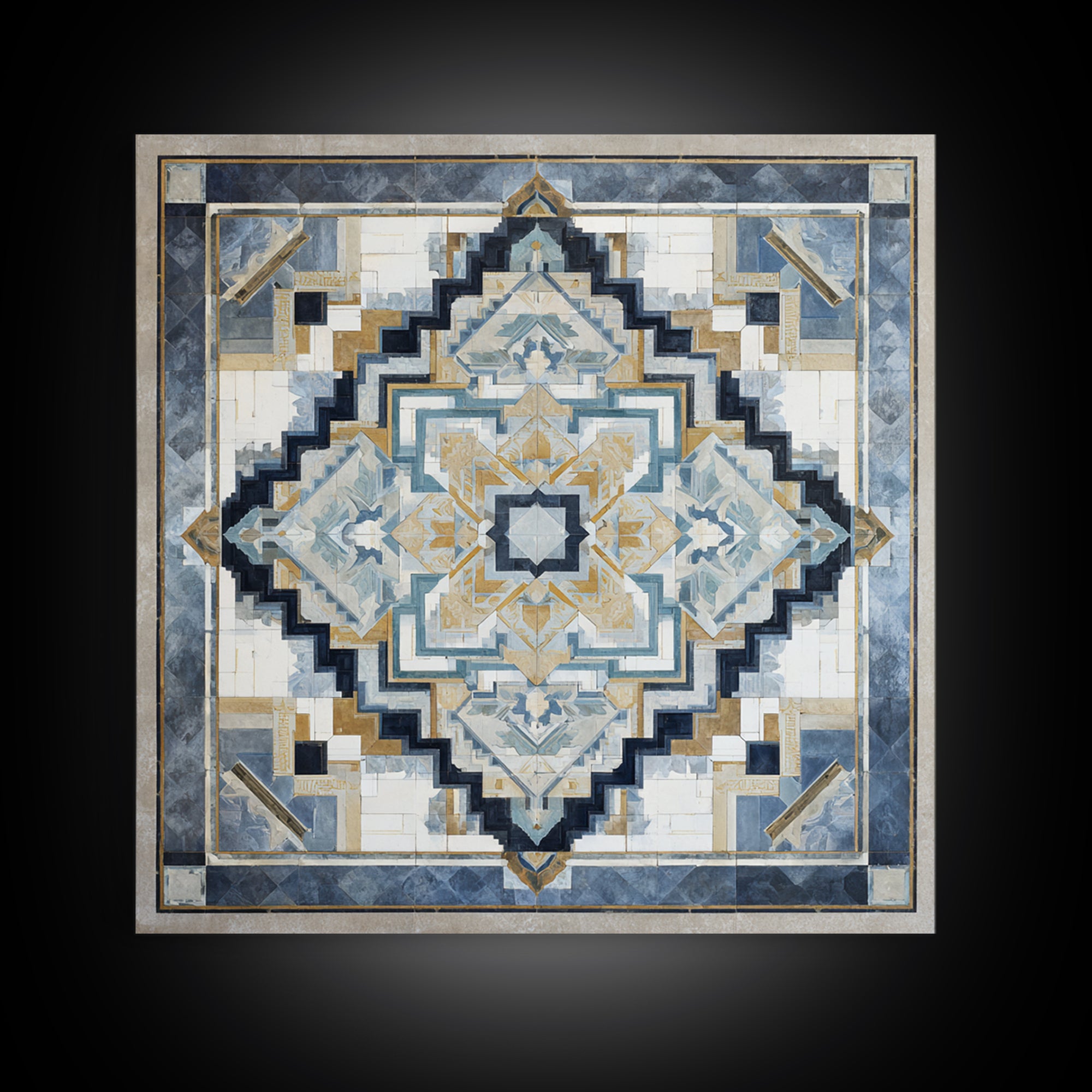 Quilt Pattern Folk Art Composition Framed Canvas Print, Bed and Breakfast Art, Printable Art, Living Room Decor, Fine Art, BAB-1x1-11