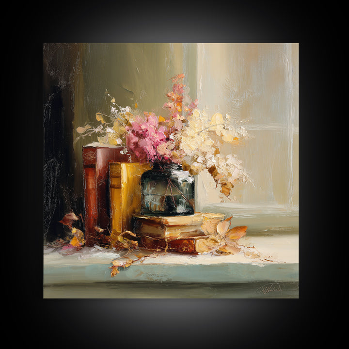 Warm Fireplace Still Life Canvas Print, Bed and Breakfast Art, Bedroom Wall Decor, Living Room Decor, Fine Art, BAB-1x1-18