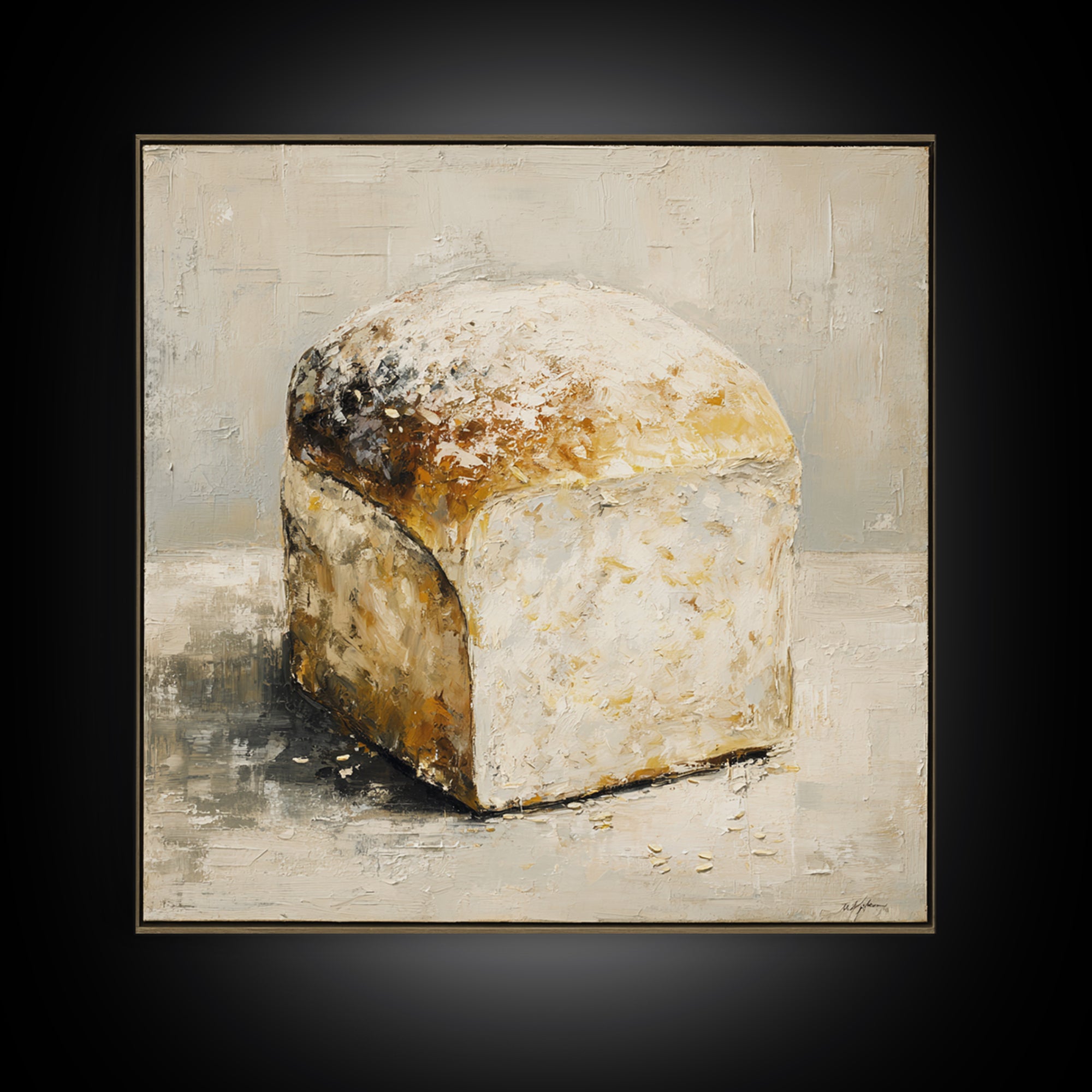 Freshly Baked Bread Framed Canvas Print, Bed and Breakfast Art, Abstract Art, Living Room Decor, Fine Art, Coffee Art, BAB-1x1-44