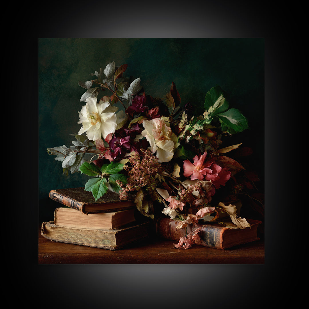 Warm Fireplace Still Life Framed Canvas Print, Bed and Breakfast Art, Bedroom Prints, Living Room Decor, Fine Art, BAB-1x1-66