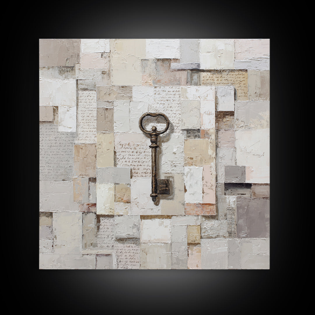 Antique Key and Handwritten Letter Arrangement Without Canvas Print, Bed and Breakfast Art, Wall Decor, Living Room Decor, BAB-1x1-81