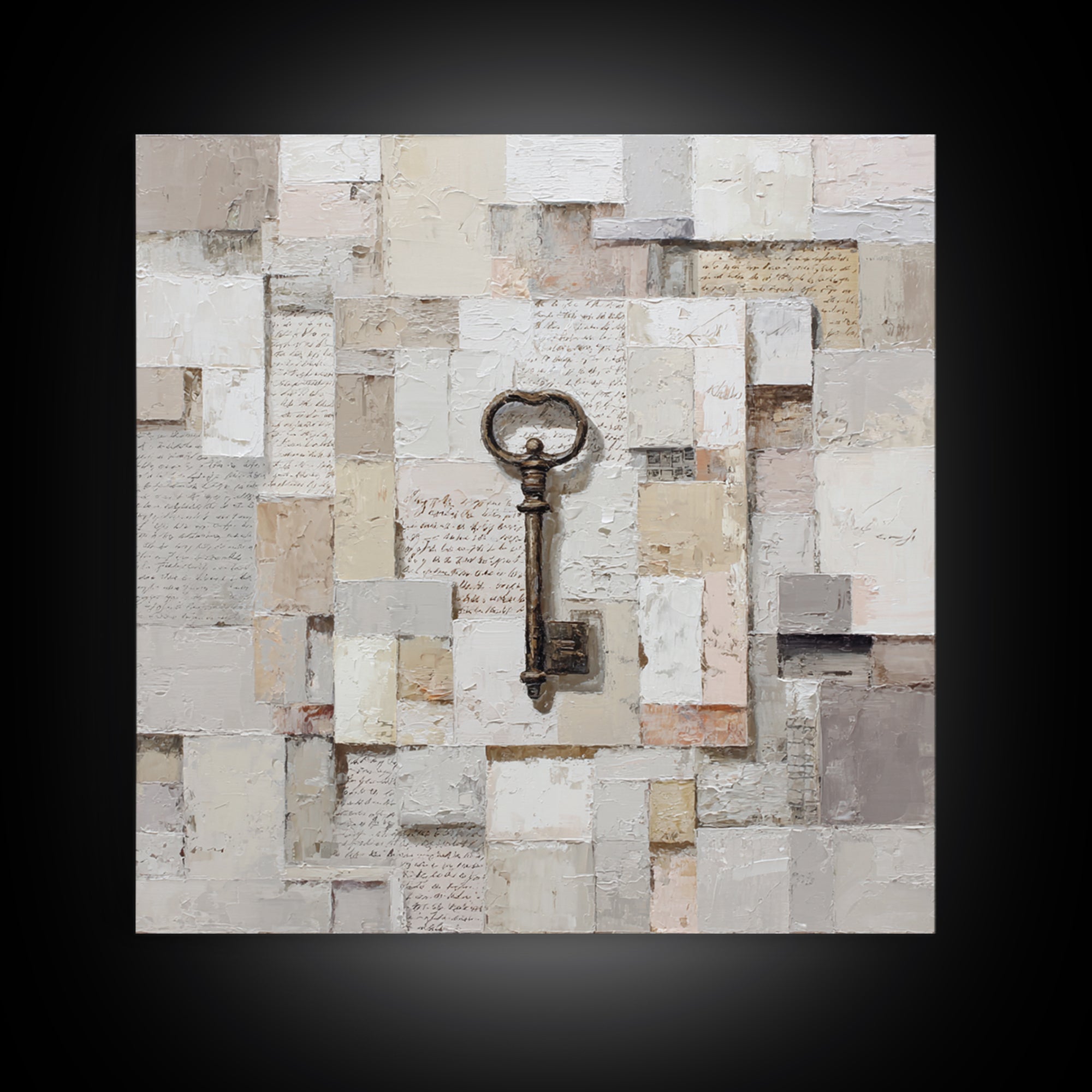 Antique Key and Handwritten Letter Arrangement Without Canvas Print, Bed and Breakfast Art, Wall Decor, Living Room Decor, BAB-1x1-81