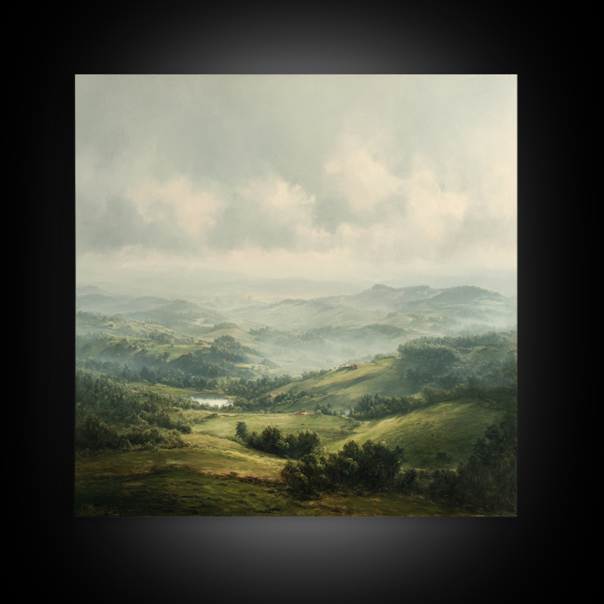 Classic Landscape with Rolling Green Hills Canvas Print, Bed and Breakfast Art, Art Print, Living Room Decor, BAB-1x1-96
