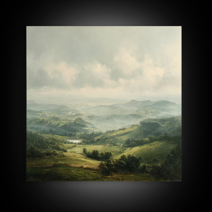 Classic Landscape with Rolling Green Hills Canvas Print, Bed and Breakfast Art, Art Print, Living Room Decor, BAB-1x1-96