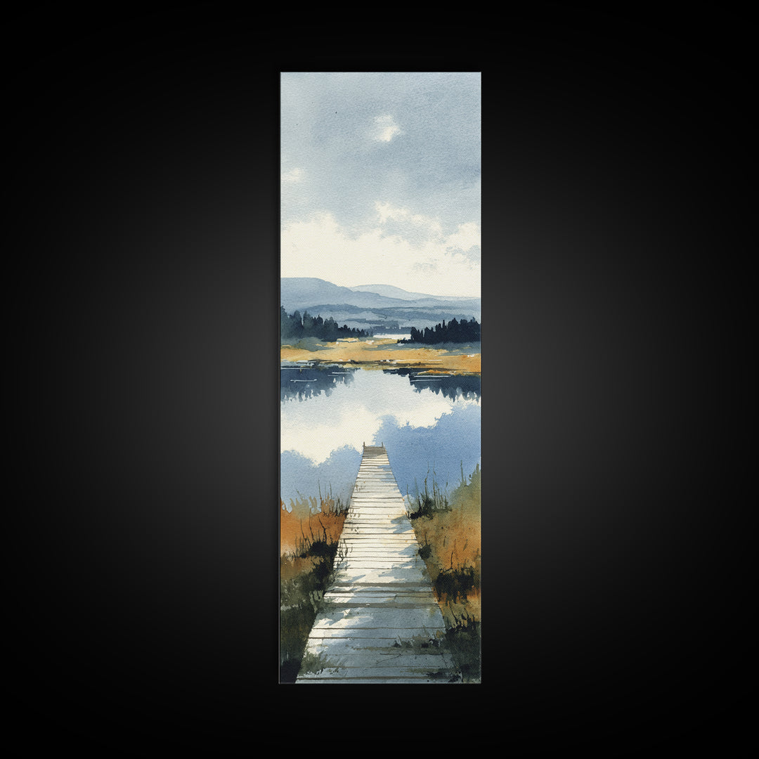 Quiet Lake Dock at Early Morning Canvas Print, Bed and Breakfast Art, Trendy Wall Art, Living Room Decor, Fine Art, BAB-1x3-10