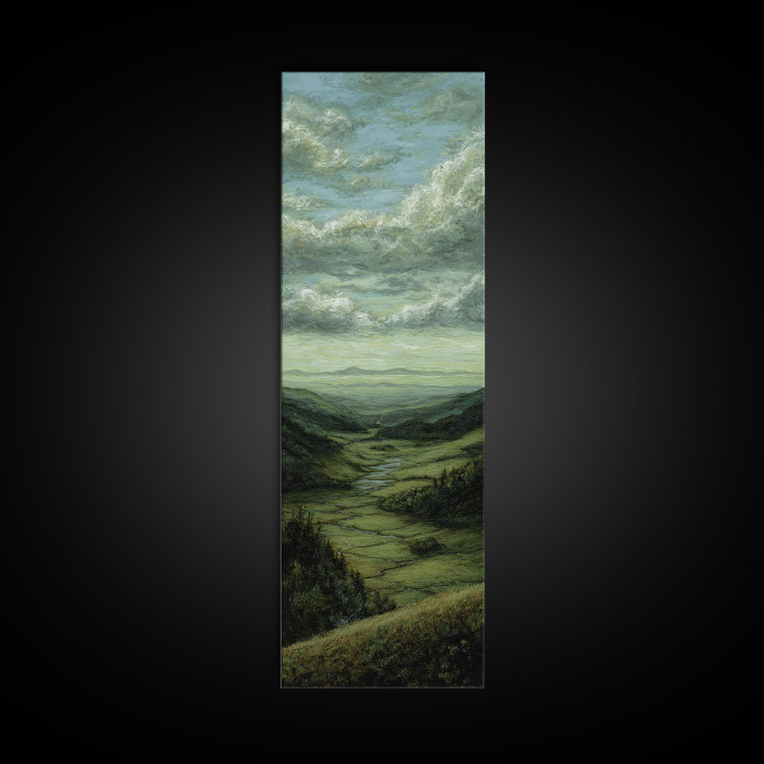 Classic Landscape with Rolling Green Hills Canvas Print, Bed and Breakfast Art, Art Print, Living Room Decor, BAB-1x3-36