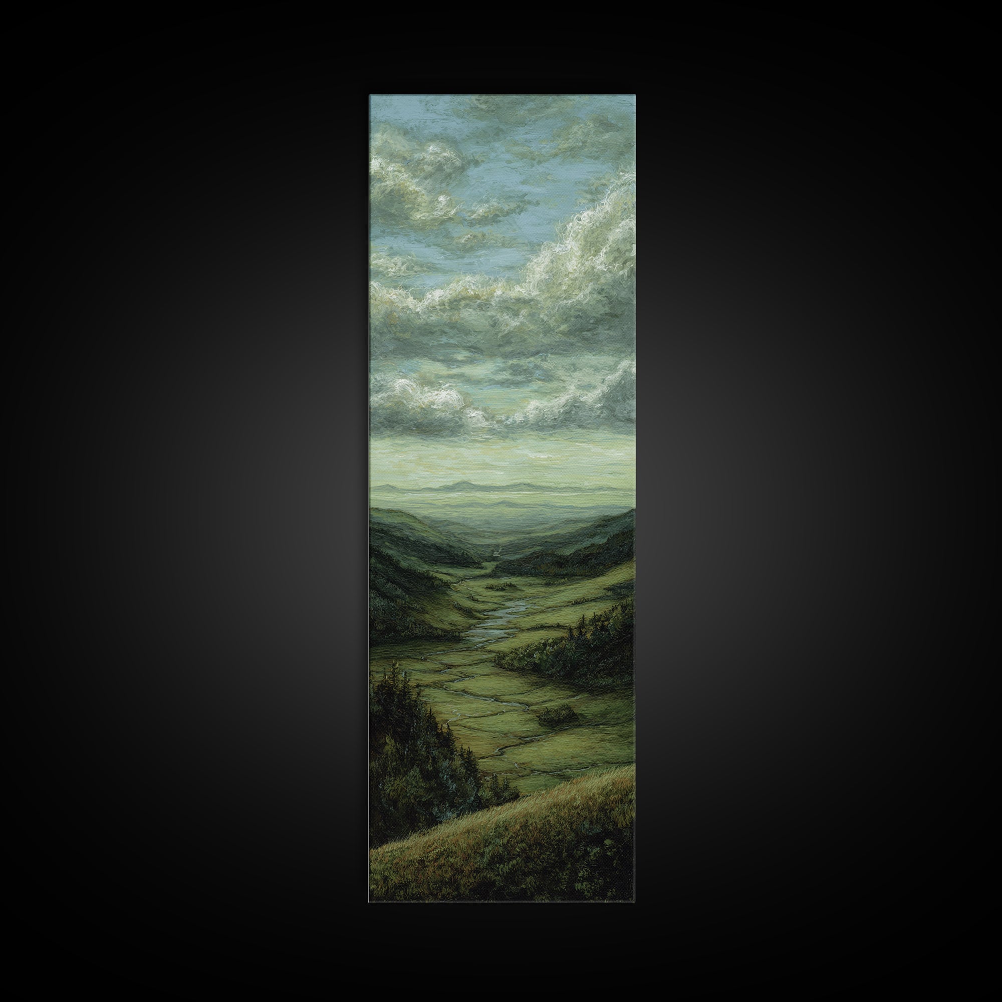 Classic Landscape with Rolling Green Hills Canvas Print, Bed and Breakfast Art, Art Print, Living Room Decor, BAB-1x3-36