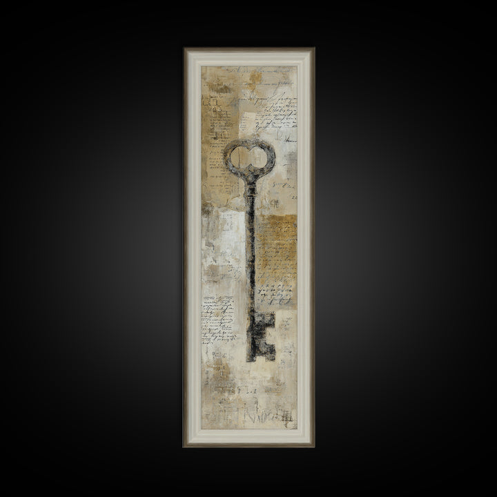 Antique Key and Handwritten Letter Arrangement Without Canvas Print, Bed and Breakfast Art, Wall Art, Living Room Decor, BAB-1x3-45
