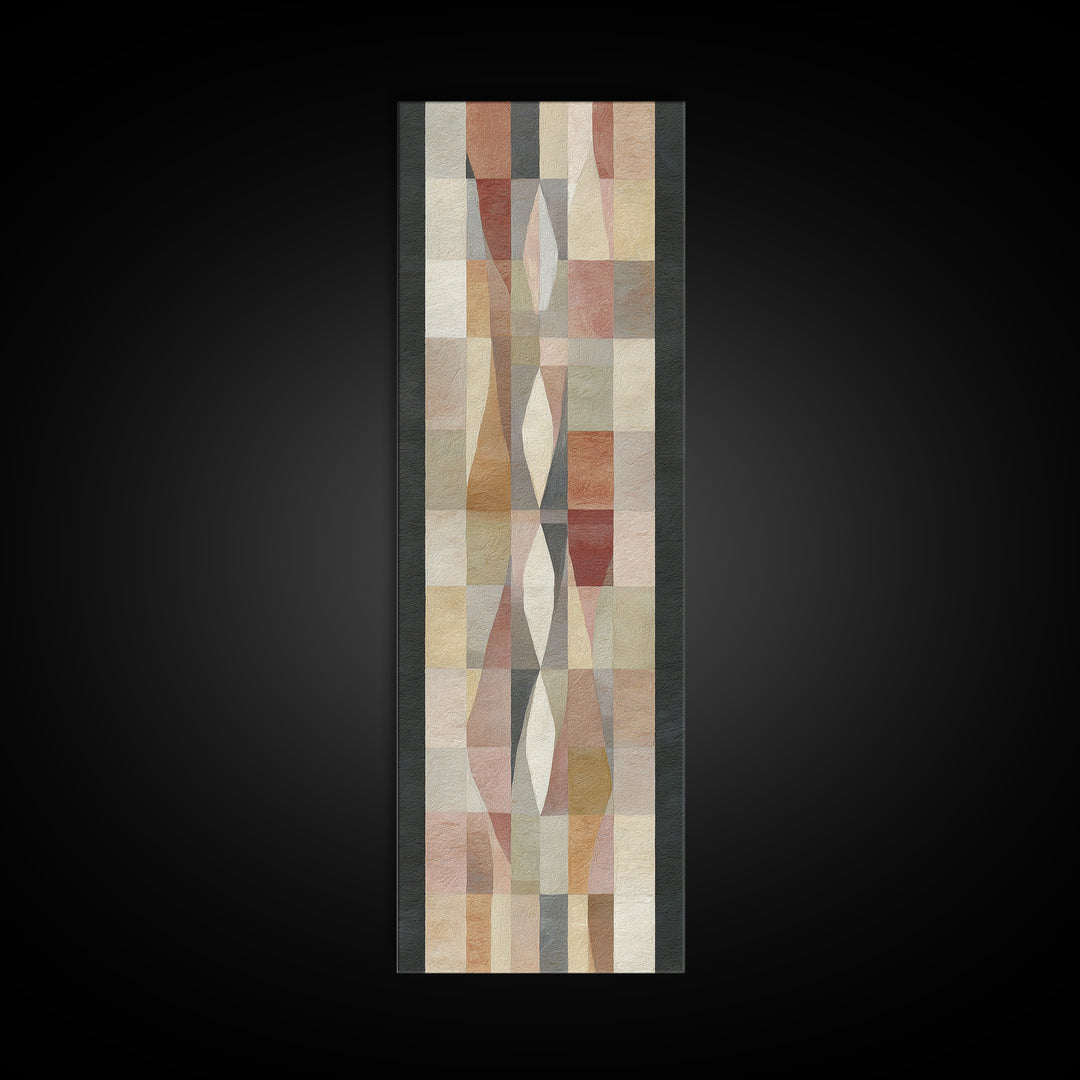 Quilt Pattern Folk Art Composition Framed Canvas Print, Bed and Breakfast Art, Bedroom Wall Art, Living Room Decor, Fine Art, BAB-1x3-47