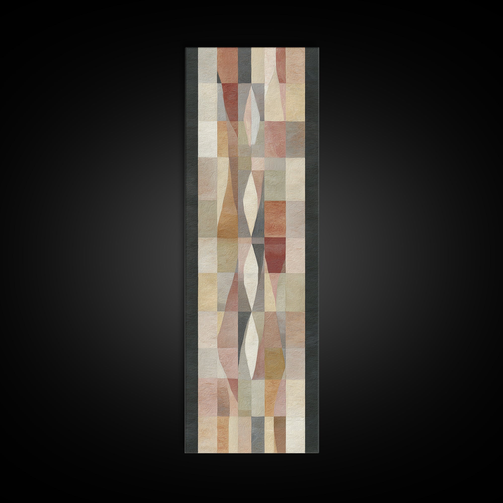Quilt Pattern Folk Art Composition Framed Canvas Print, Bed and Breakfast Art, Bedroom Wall Art, Living Room Decor, Fine Art, BAB-1x3-47