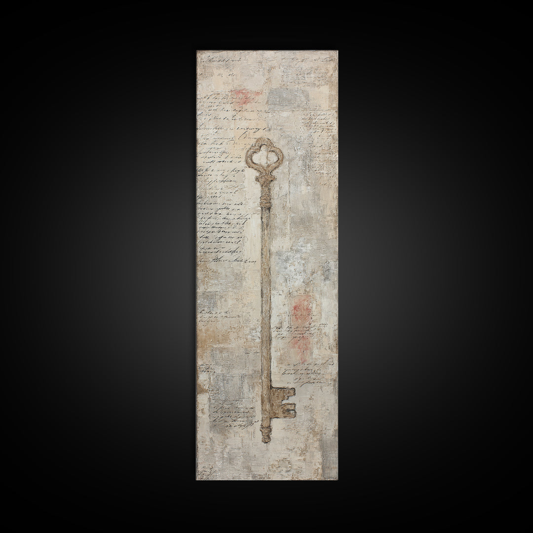 Antique Key and Handwritten Letter Arrangement Without Canvas Print, Bed and Breakfast Art, Wall Art, Living Room Decor, BAB-1x3-69
