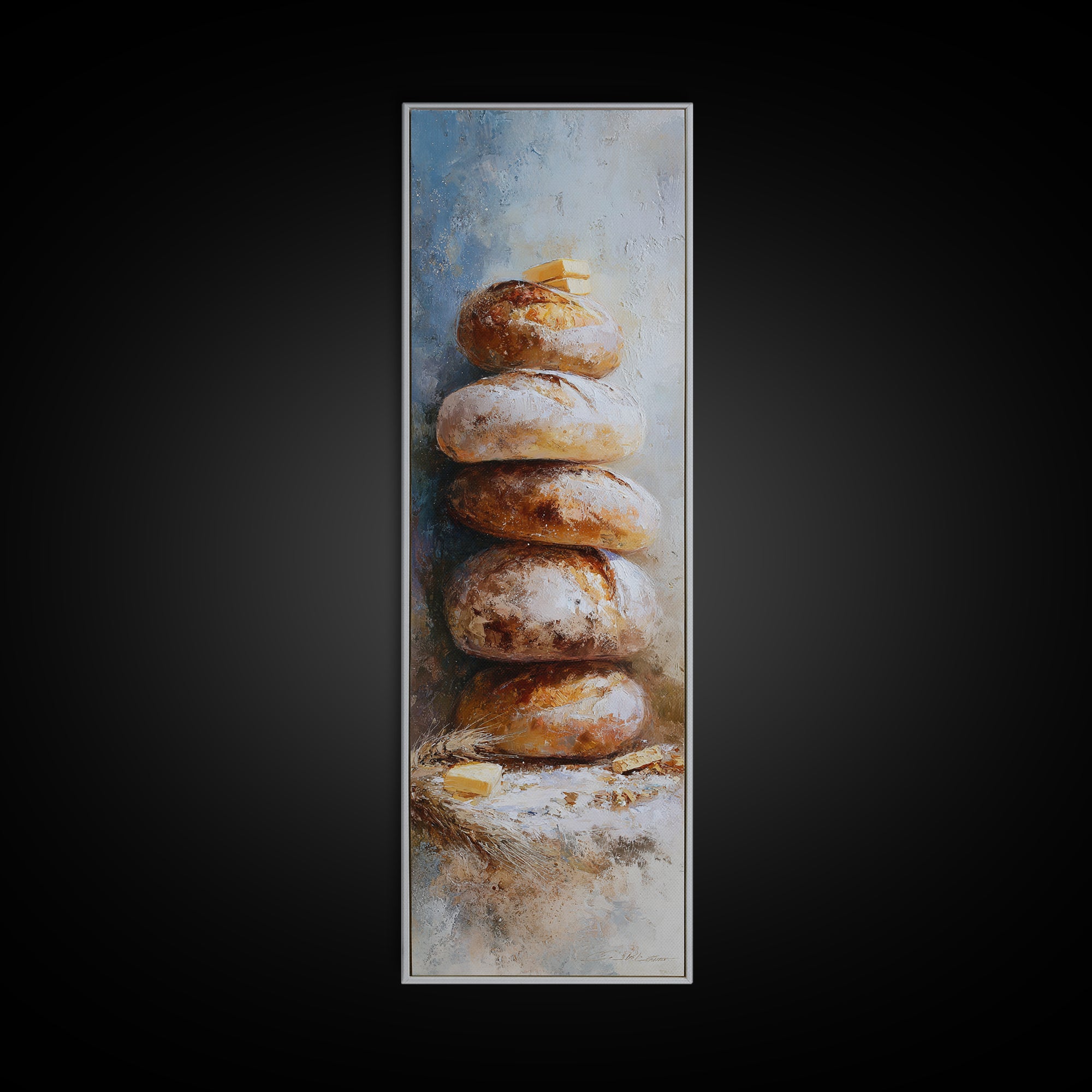Freshly Baked Bread Framed Canvas Print, Bed and Breakfast Art, Contemporary Art, Living Room Decor, Fine Art, BAB-1x3-8