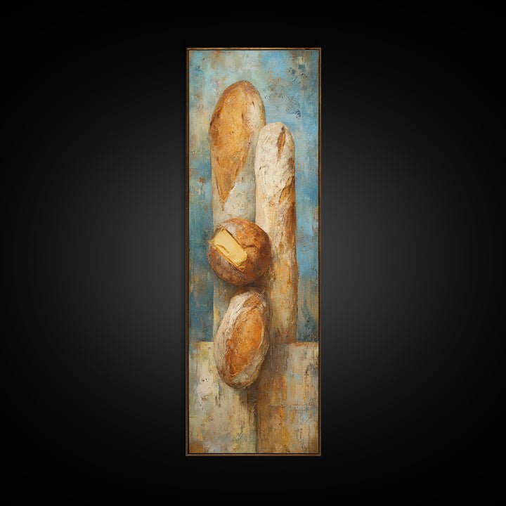 Freshly Baked Bread Framed Canvas Print, Bed and Breakfast Art, Above Bed Decor, Living Room Decor, Fine Art, BAB-1x3-80