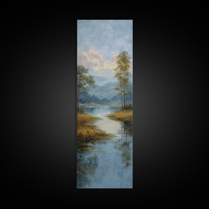 Quiet Lake Dock at Early Morning Canvas Print, Bed and Breakfast Art, Boho Decor, Living Room Decor, Fine Art, BAB-1x3-82