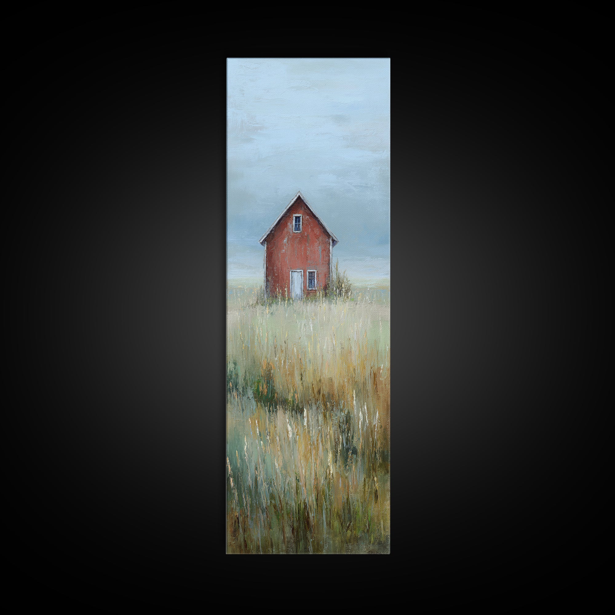 Old Farmhouse Landscape Framed Canvas Print, Bed and Breakfast Art, Boho Decor, Living Room Decor, Fine Art, BAB-1x3-91